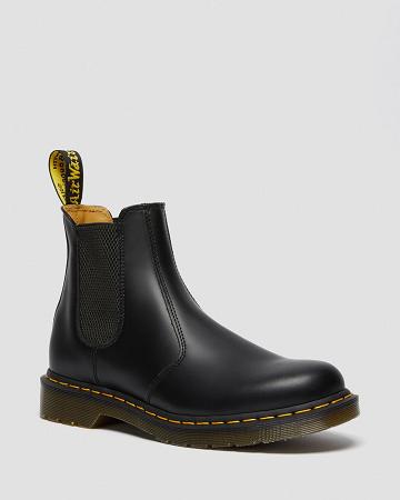 Botines Dr Martens 2976 Yellow Stitch Smooth Cuero Hombre Negros | MX 370UZG